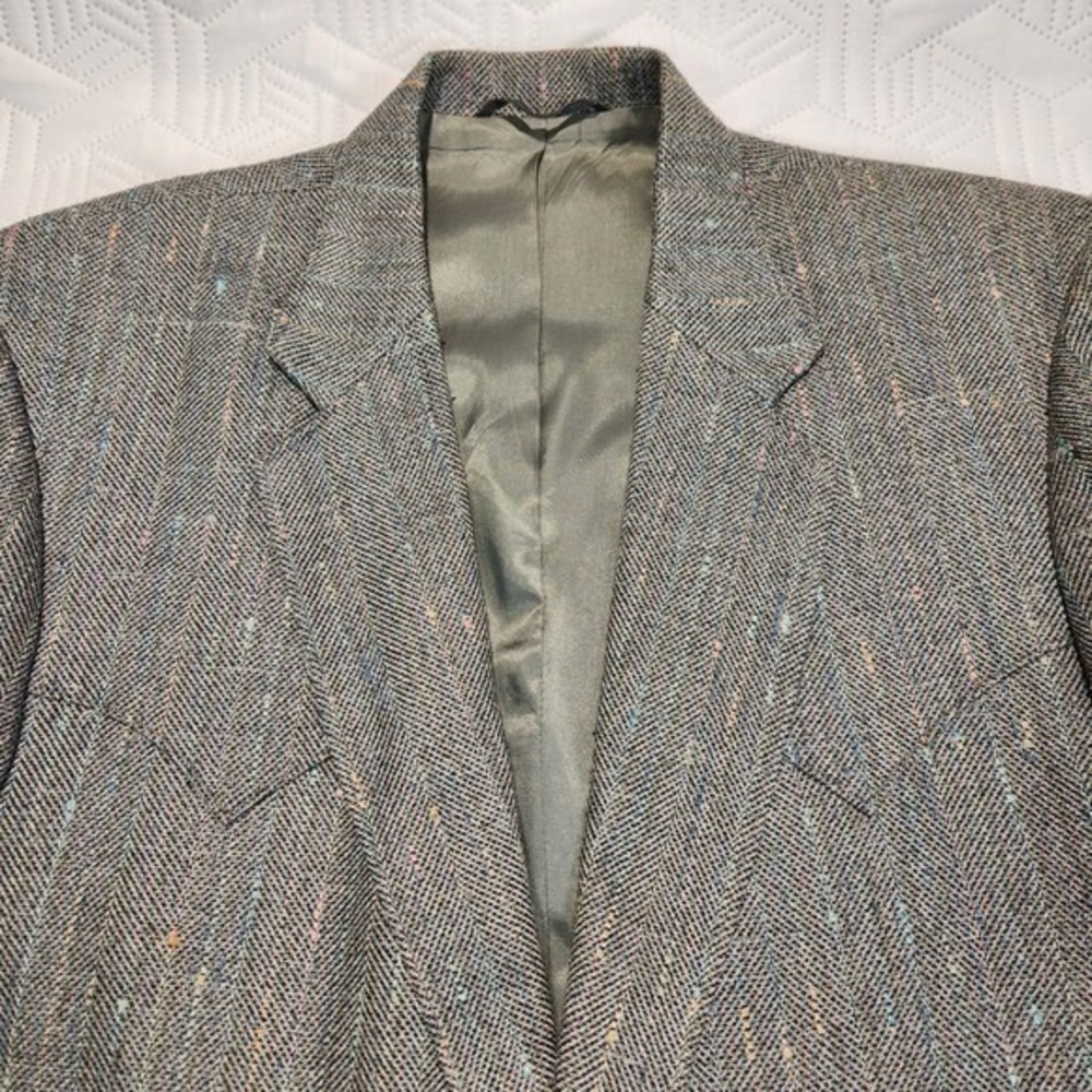 Circle S Blazer Western Men Gray  44R Color Speck Herringbone cowboy Rodeo Retro
